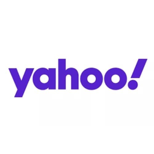 The word “yahoo!” is written in purple lowercase letters with an exclamation mark.