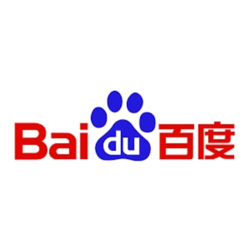 The word “Bai” is written in red. The word “du” is inside a blue paw print. More red Chinese letters appear on the side.