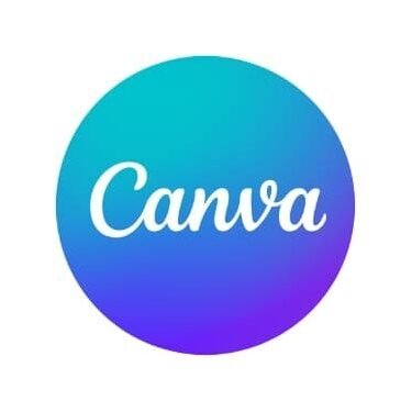 Canva logo with a teal-to-purple gradient circle and white “Canva” script on a white background.
