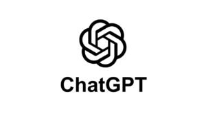 ChatGPT logo featuring a black interwoven geometric icon above the word “ChatGPT” in bold black text on a white background, representing OpenAI’s AI chatbot and language model