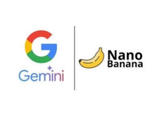 Google Gemini and Nano Banana logos side by side, separated by a vertical line, on a white background.