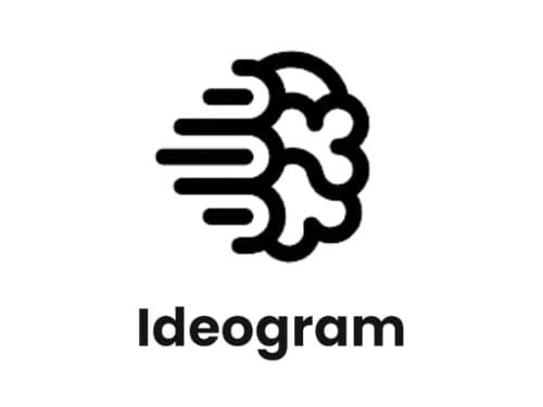 Ideogram logo featuring a black stylized brain with motion lines above the “Ideogram” wordmark on a white background.