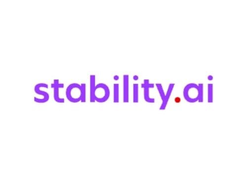 Stability AI logo showing the purple “stability.ai” wordmark on a white background.