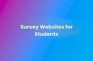 A gradient background transitioning from purple to blue with centered white text reading “Survey Websites for Students.”